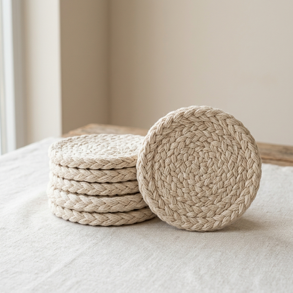 Woven Cotton Coaster Set of 6 Woven Cotton Coaster Set of 6